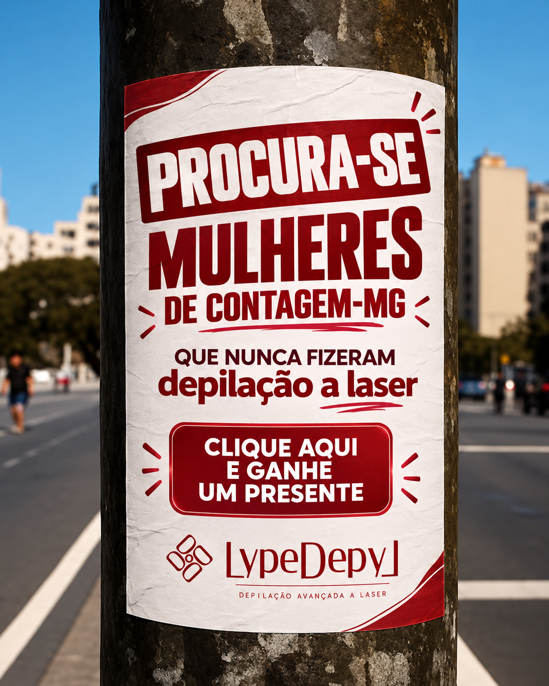 Criativo de tráfego pago — Procura-se mulheres que nunca fizeram depilação a laser